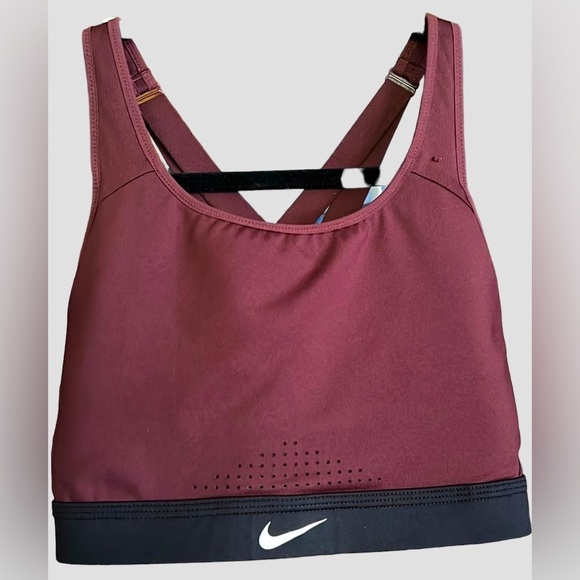 Nike Other - NIKE Burgundy/Black Adjustable Double Criss-Cross Sports Bra, Size Medium, GUC.